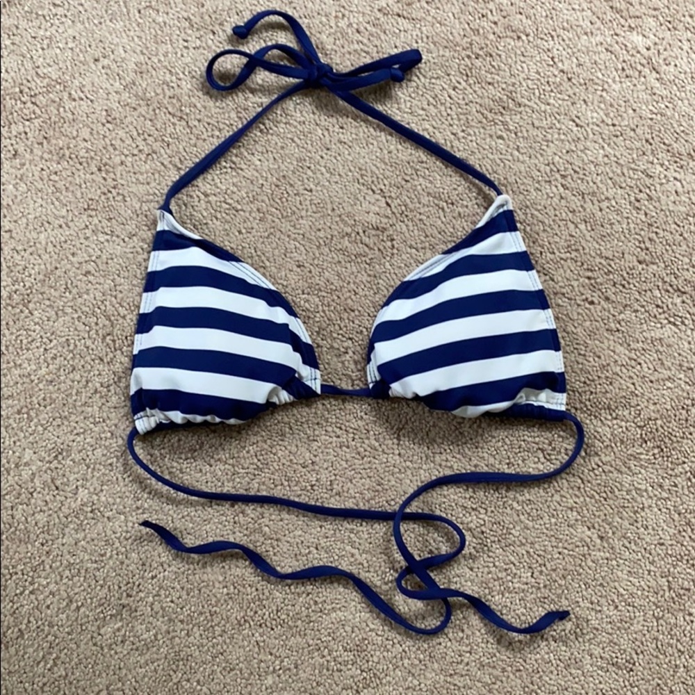 Mossimo Blue and White Striped Bikini Top